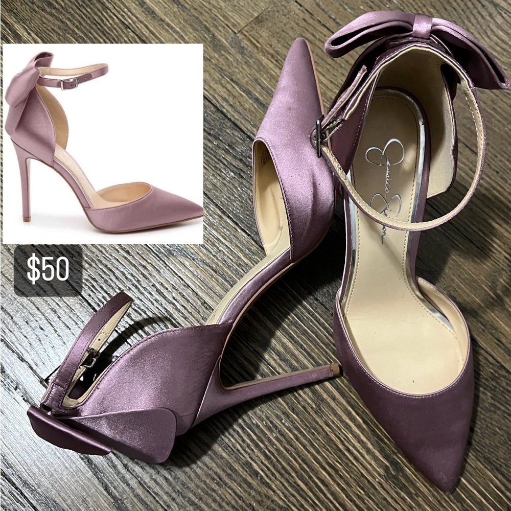 Jessica Simpson purple bow accent heel